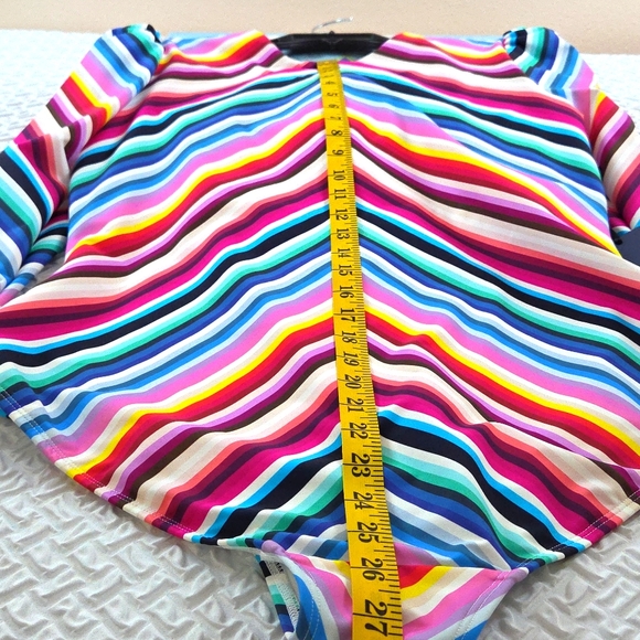 Stylest System  Dream Sculpt Zip Swimsuit Multicolor Stripes Large UPF 50 - Picture 16 of 16